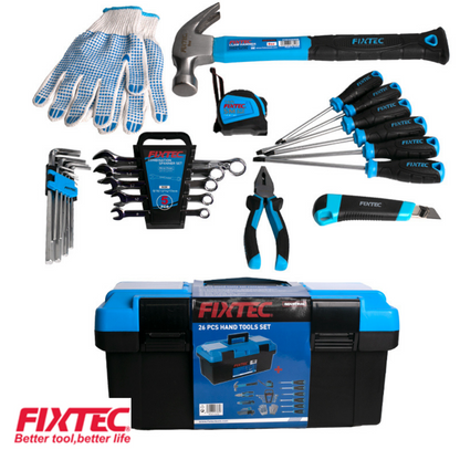 JUEGO DE HERRAMIENTAS MANUALES 26 PCS Y CAJA 17 PULGADAS FIXTEC FHTS026
