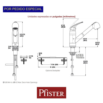 LLAVE FREGADOR MONOMANDO PULL OUT SATIN NICKEL G13310SS PF
