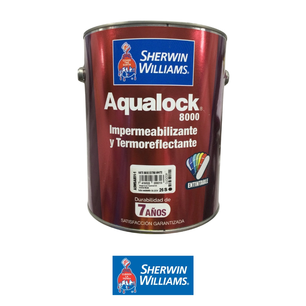 PINTURA IMPERMEABILIZANTE AQUALOCK 8000 MATE BASE EXTRA WHITE GL A5WSA851-1 SHERWIN WILLIAMS