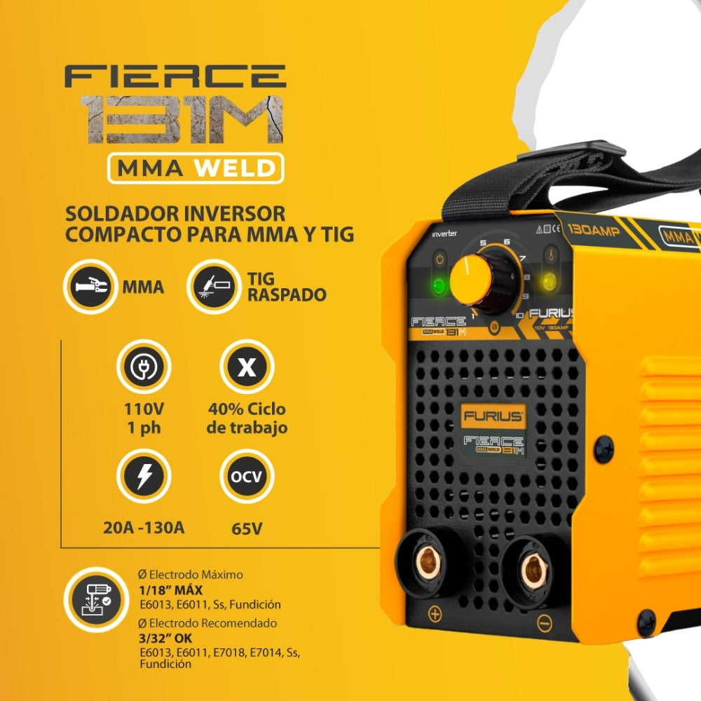 SOLDADOR INVERSOR FURIUS FIERCE 131M 130A- 110V