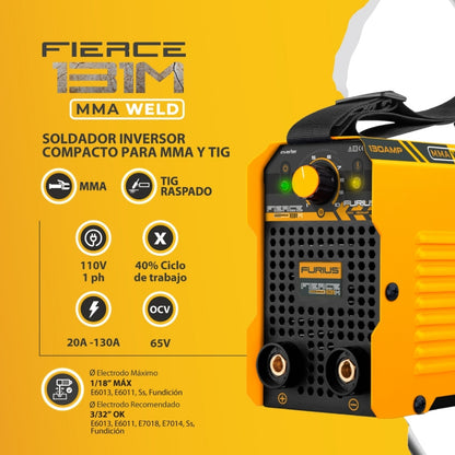 SOLDADOR INVERSOR FURIUS FIERCE 131M 130A- 110V