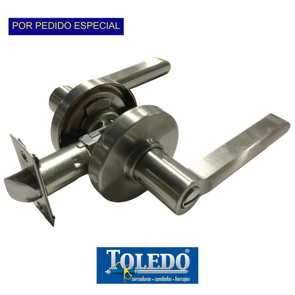 CERRADURA DE LEVER MERIDA BOTON (BAÑO) SATIN NIQUEL TOLEDO CV1920-ME-US15