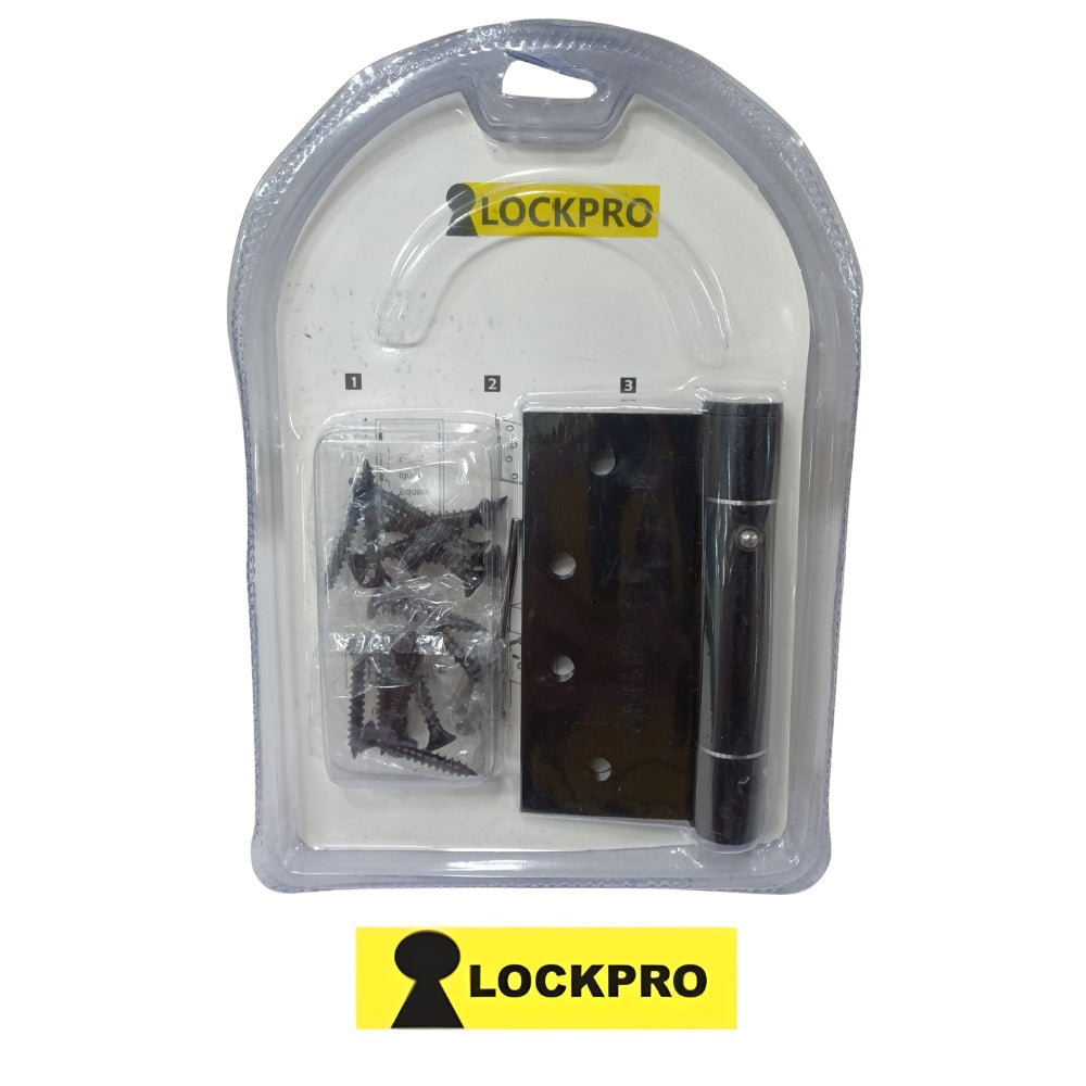 BISAGRA NEGRA CON RESORTE 4 Pulg X 4 Pulg 3 mm ESPESOR PAR LOCKPRO