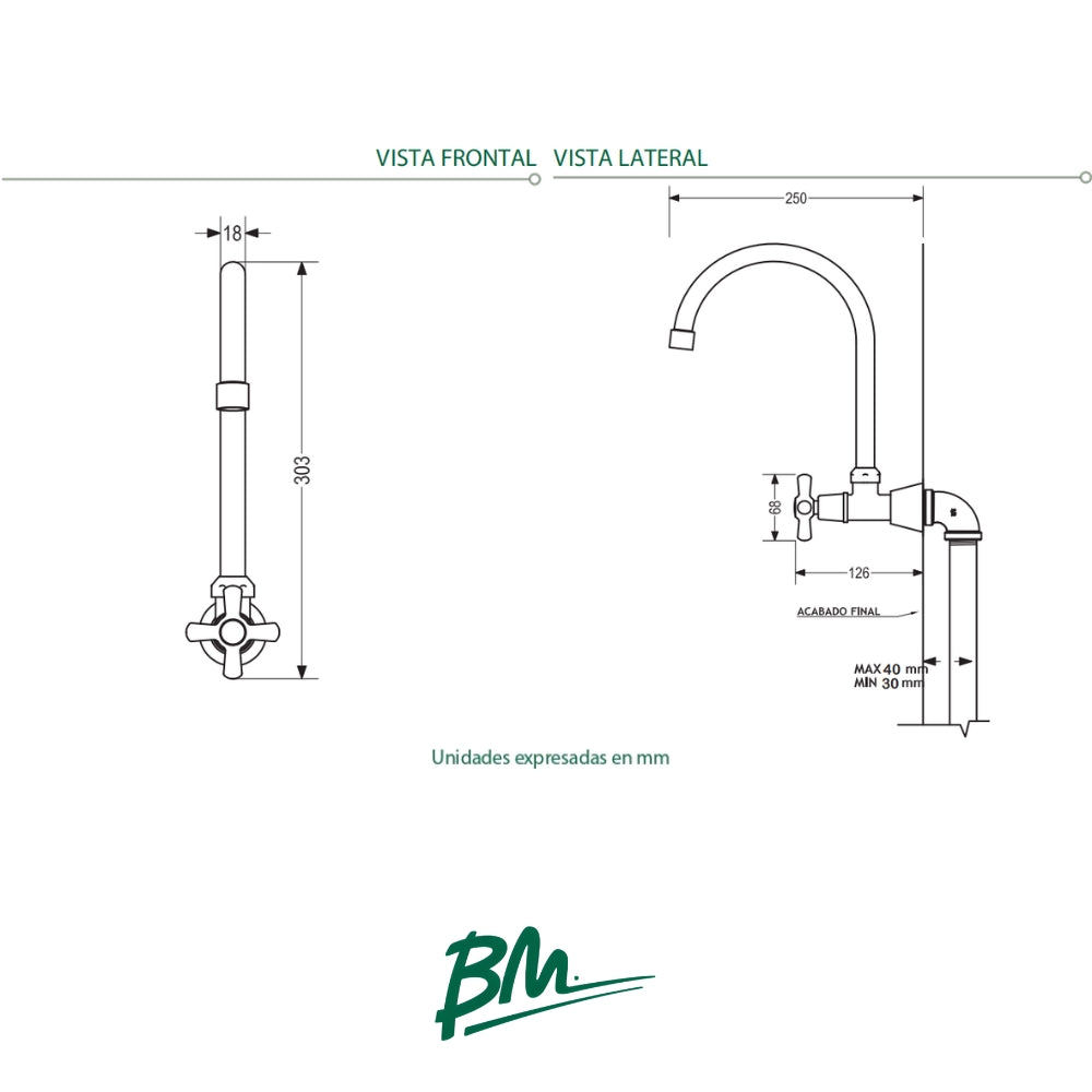 LLAVE TIPO CISNE PARED BM-C9203