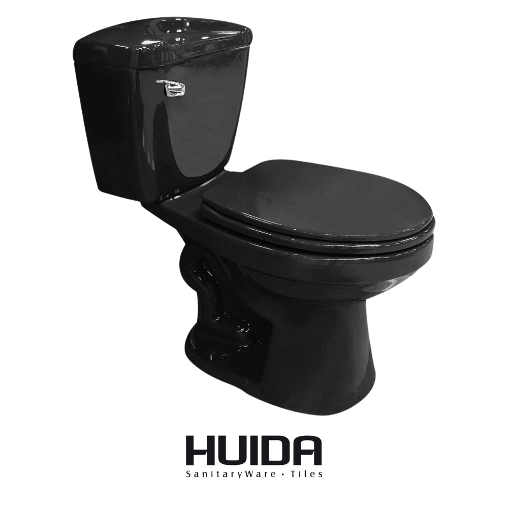INODORO DOS PIEZAS ELONGADO COLOR NEGRO HUIDA