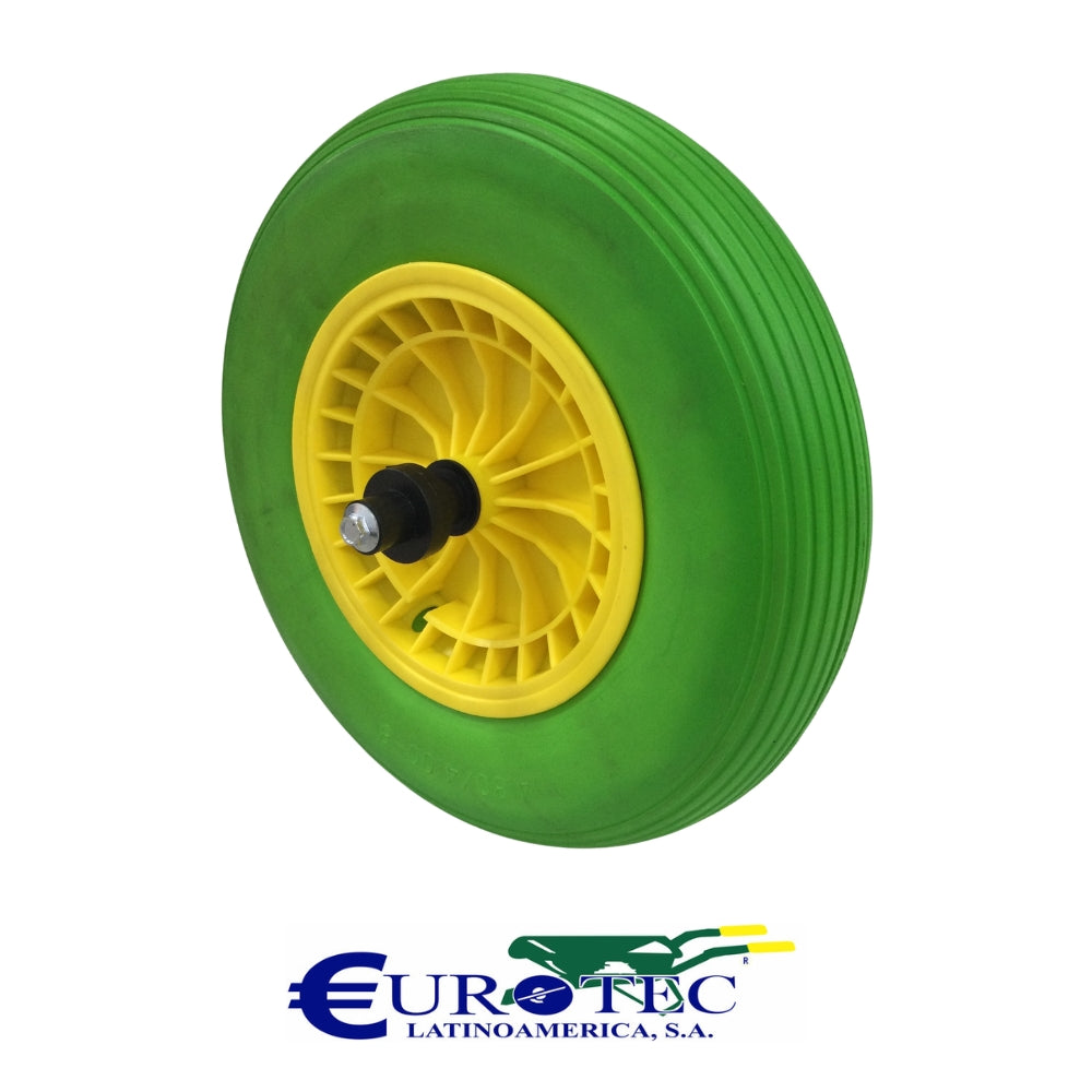RUEDA IMPONCHABLE 4.00-8 RIN PLASTICO, INCLUYE KIT BALINERA Y 2 TORNILLOS