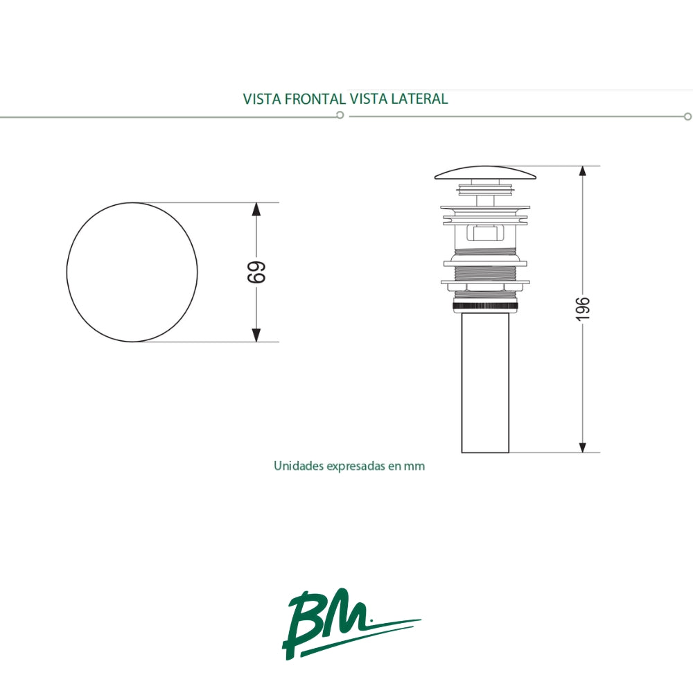 DESCARGA PARA LAVAMANOS Y BIDET CROMO BM-501-4001