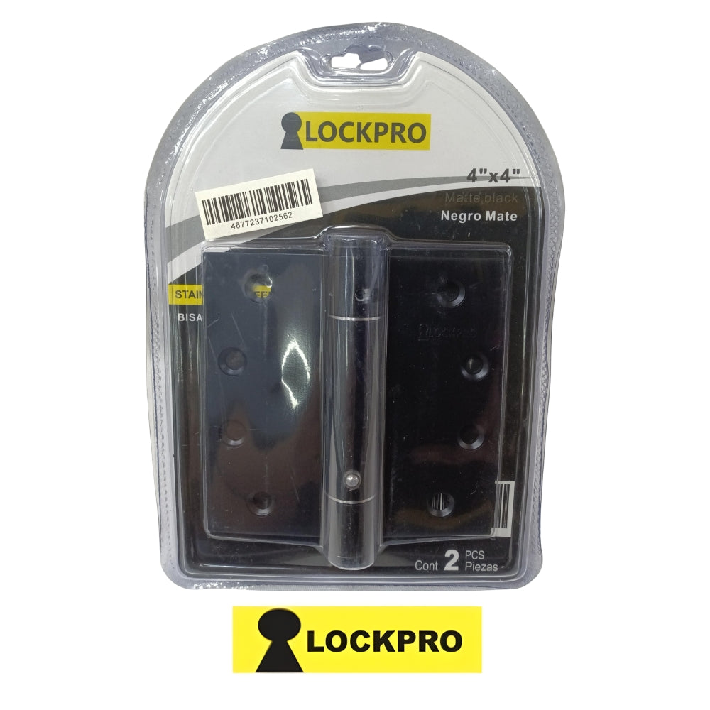 BISAGRA NEGRA CON RESORTE 4 Pulg X 4 Pulg 3 mm ESPESOR PAR LOCKPRO