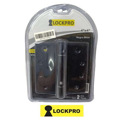 BISAGRA NEGRA CON RESORTE 4 Pulg X 4 Pulg 3 mm ESPESOR PAR LOCKPRO