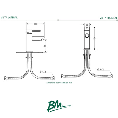 LLAVE MONOMANDO DE LAVAMANOS TOKIO SATINADO BM-001S
