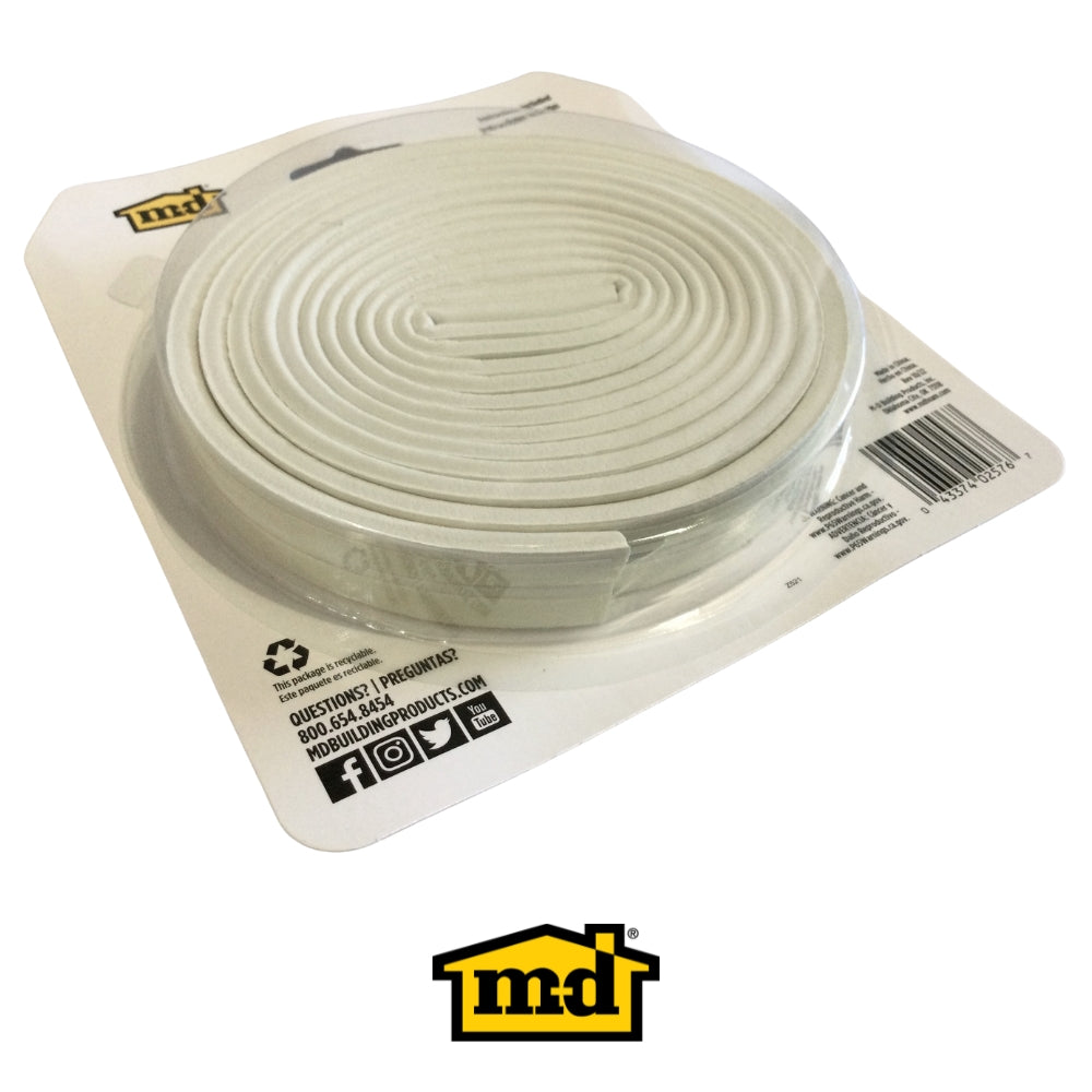 SELLO PERIMETRAL PARA PUERTAS Y VENTANAS 7/32 PULG X 3/8 PULG X 17 PIES BLANCO