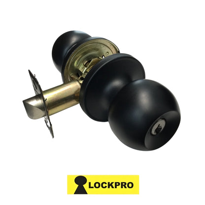 CERRADURA DE POMO DE ENTRADA ACABADO NEGRO MATE 587 LOCKPRO