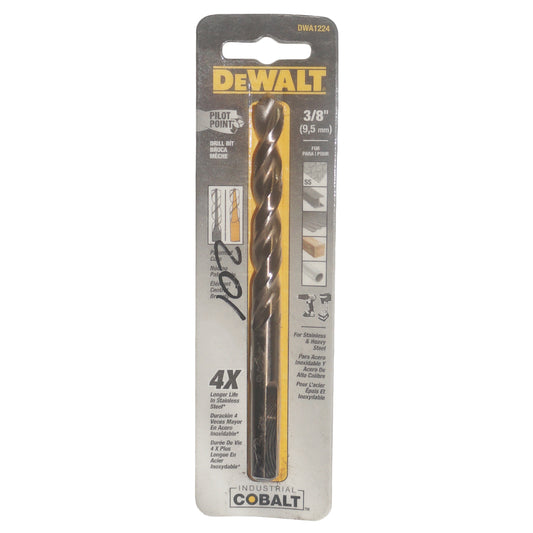 BROCA DE COBALTO PILOT PPOINT  3/8 PULLGADAS DW1224 Z DEWALT