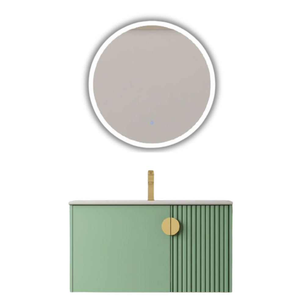 MUEBLE DE BAÑO DE PVC CON LAVAMANO Y GRIFERIA NATURAL FLOW 80X46.5X50 CM INCLUYE ESPEJO LED 60X60CM CAP118-80 MG MINT GREEN