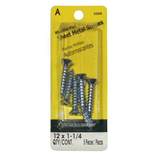 TORNILLO PARA LAMINA ZINCADO CAB PLANA PHILLIPS #12 x 1-1/4 PULGADAS