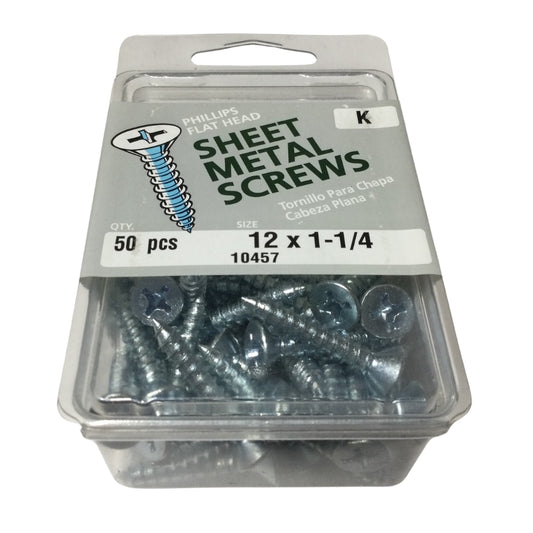 TORNILLO PARA LAMINA ZINCADO CAB PLANA PHILLIPS #12 x 1-1/4 PULGADAS