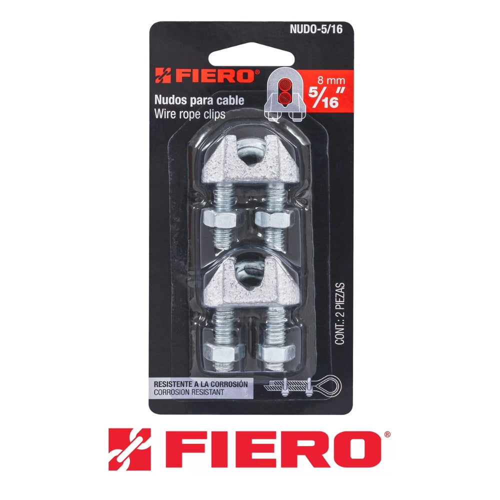 GRAPA PARA CABLE DE ACERO 5/16" FIERO  (2 PIEZAS)
