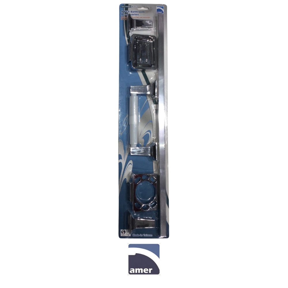 JUEGO DE ACCESORIOS DE BAÑO 24 PULGADAS PLASTICO CROMADO AMER