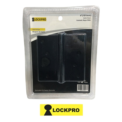 BISAGRA NEGRA 4 PULGADAS X 4 PULGADAS PAR 2.0MM ESPESOR LOCKPRO