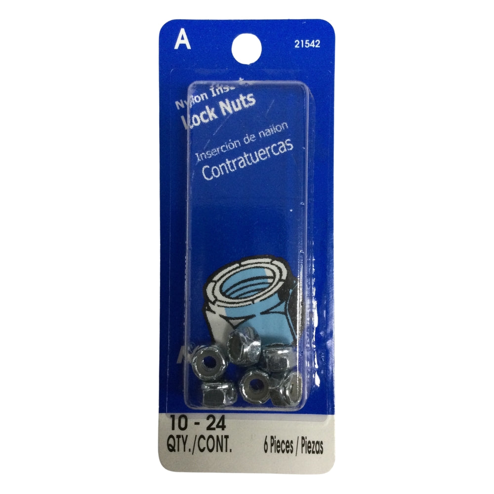 TUERCA AUTOBLOCANTE INSERTO NYLON   N°10-24 ROSCA ESTANDAR