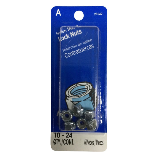TUERCA AUTOBLOCANTE INSERTO NYLON   N°10-24 ROSCA ESTANDAR
