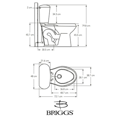 INODORO DOS PIEZAS ELONGADO COLOR BLANCO MAXIMA PLUS BRIGGS