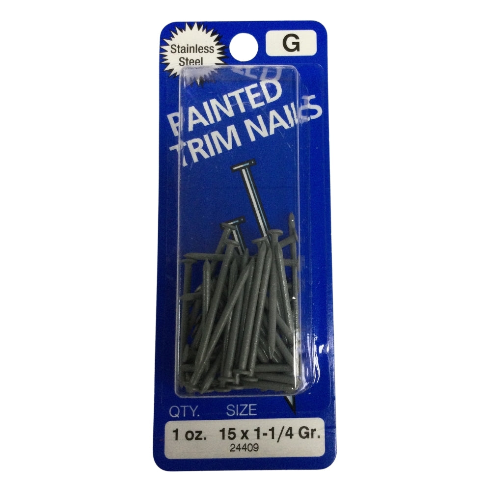 CLAVO DECORATIVO GRIS ACERO INOXIDABLE 15GA x 1-1/4 PULGADAS