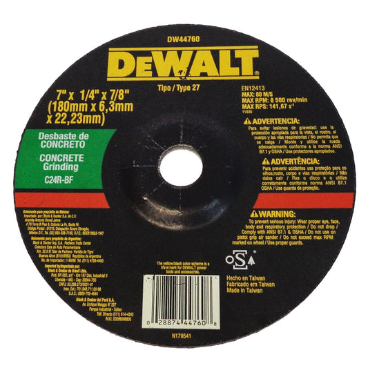 DISCO DE DESBASTE PARA CONCRETO  7 PULGADAS X1/4 PULGADAS X7/8 PULGADAS   (DW44760) DEWALT