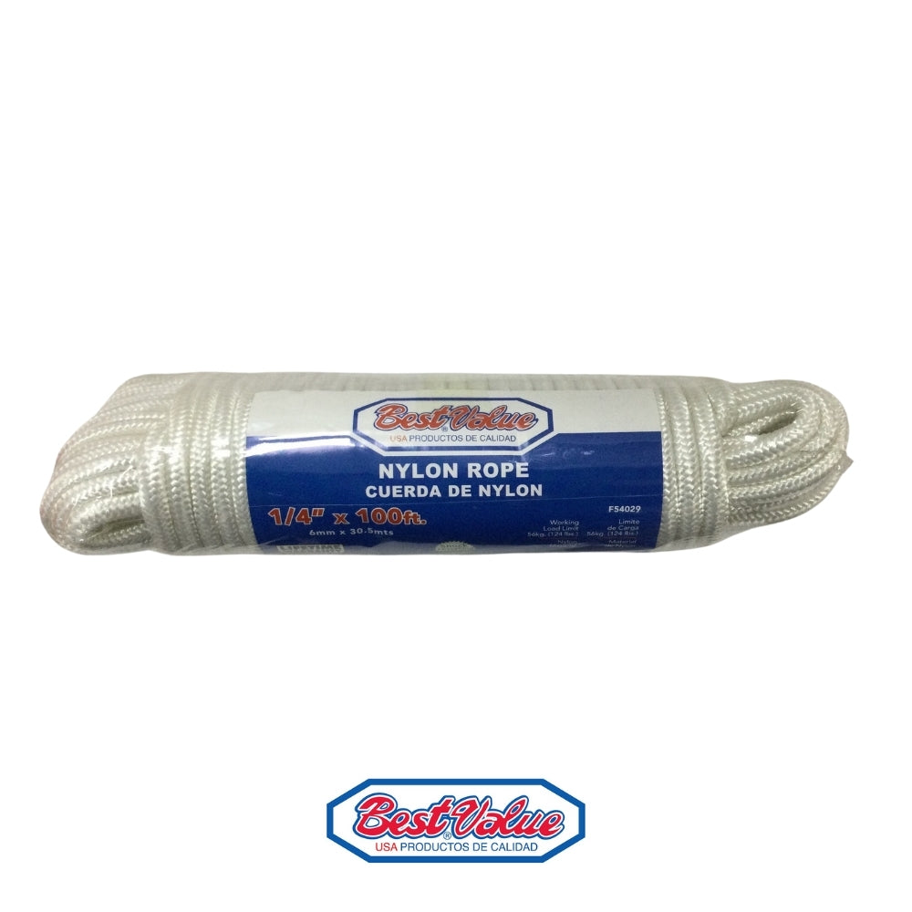 SOGA DE NYLON TRENZADA 1/4 PULGADAS X 100'
