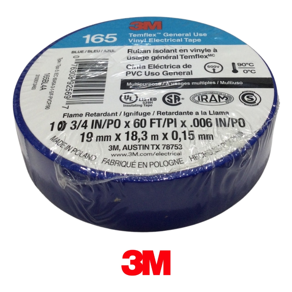 TAPE ELECTRICO TEMFLEX AZUL 3/4 PULGADAS X 60 PIES 3M