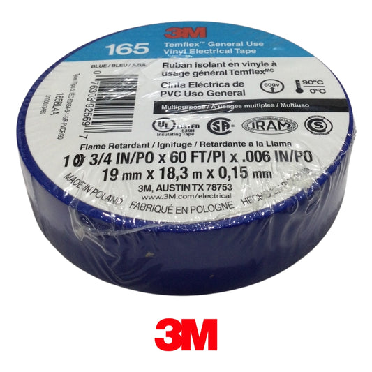 TAPE ELECTRICO TEMFLEX AZUL 3/4 PULGADAS X 60 PIES 3M