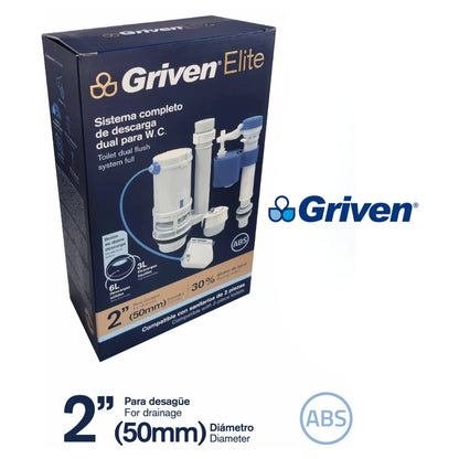 JUEGO DE ACCESORIOS PARA TANQUE DE INODORO CON DESCARGA DUAL GRIVEN GRV-DTSET