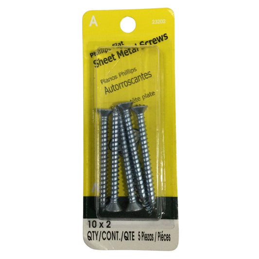 TORNILLO PARA LAMINA ZINCADO CAB PLANA PHILLIPS #10 x 2 PULGADAS