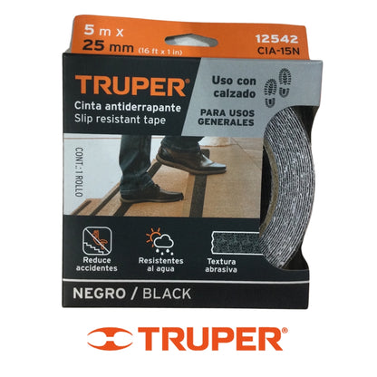 CINTA ANTIDESLIZANTE ROLLO 25MM X 5M NEGRA