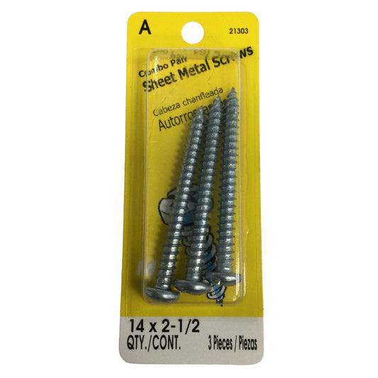 TORNILLO PARA LAMINA COMBO PAN HEAD ZINCADO #14 x 2-1/2 PULGADAS