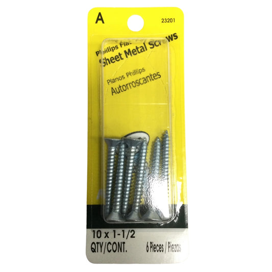 TORNILLO PARA LAMINA ZINCADO CAB PLANA PHILLIPS #10 x 1-1/2 PULGADAS