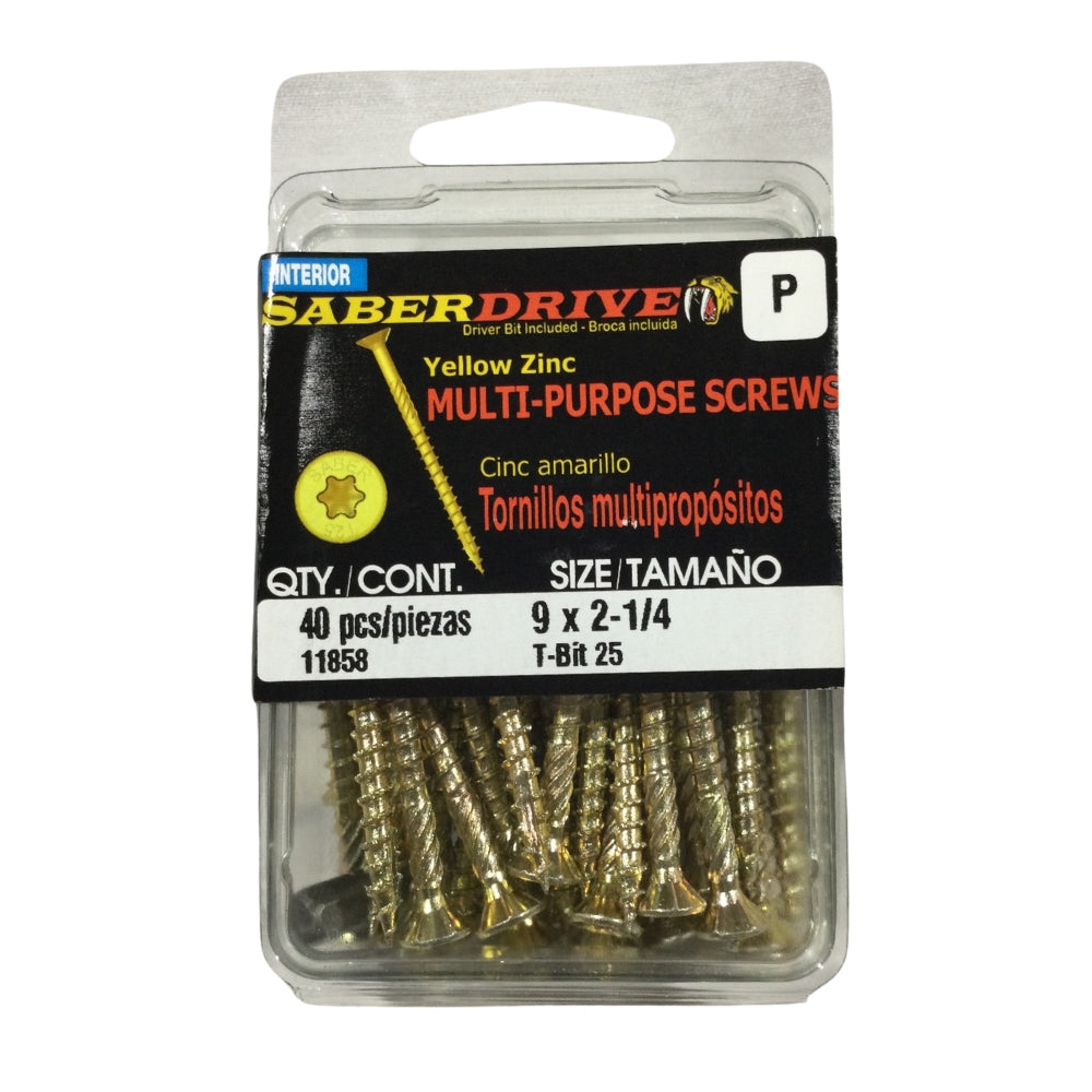 TORNILLO PARA MADERA MULTIUSO ZINC AMARILLO #9 x 2-1/4 PULGADAS