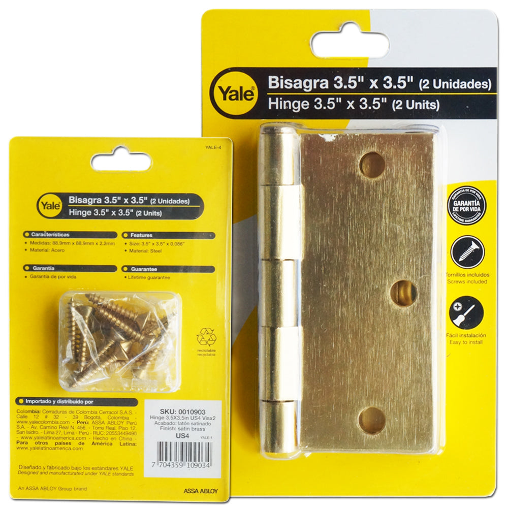 BISAGRA DORADA 3 X 3 IN PAR YALE