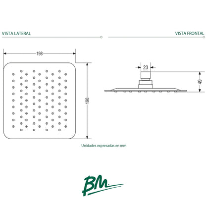 DUCHA REGADERA CUADRADA 8 PULGADAS CAPRI ULTRADELGADA BM-FTCXC
