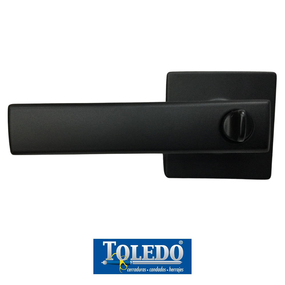 CERRADURA LEVER MODELO LUGO LLAVE/BOTÓN (RECÁMARA) ACABADO NEGRO