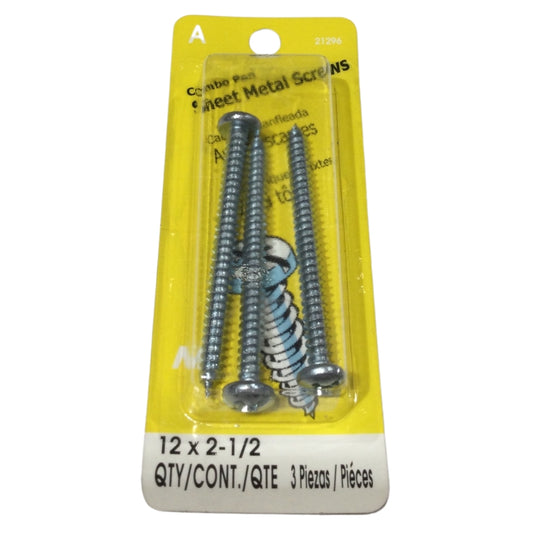 TORNILLO PARA LAMINA COMBO PAN HEAD ZINCADO #12 x 2-1/2 PULGADAS