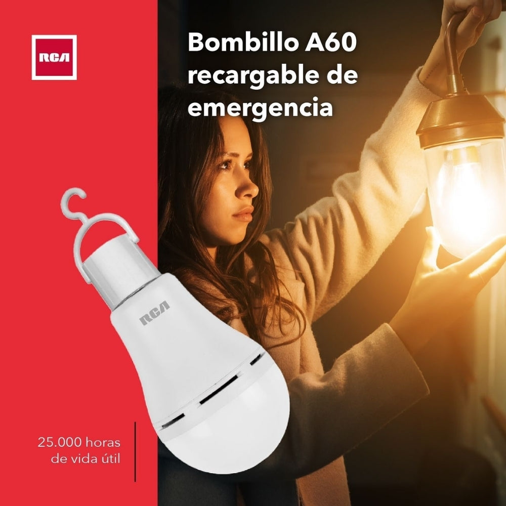 BOMBILLO LED RECARGABLE DE EMERGENCIA E27 12W DAYLIGHT 6500K 1080LM 85-265V RCA (RLA60DEM12W)