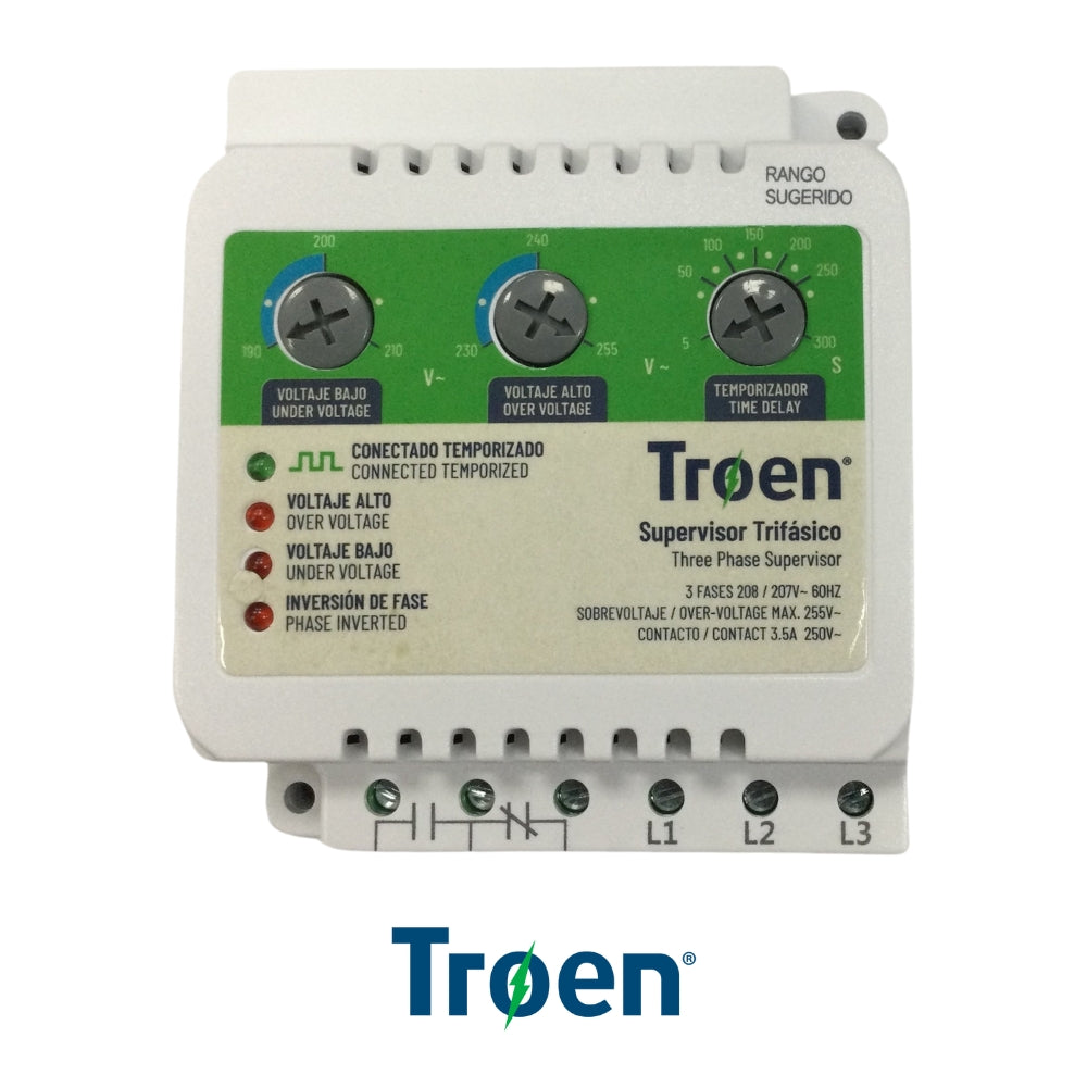 PROTECTOR SUPERVISOR DE VOLTAJE TRIFASICO 220V CON BORNERA