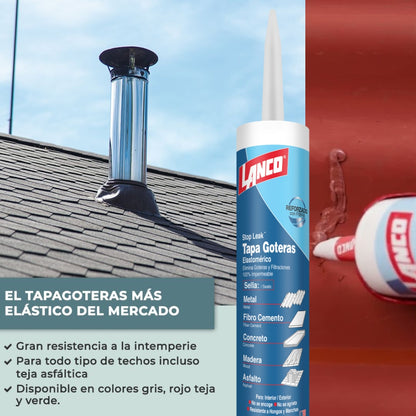 MASILLA IMPERMEABILIZANTE STOPLEAK ROJO TEJA TUBO 10 OZ CC651-18 LANCO