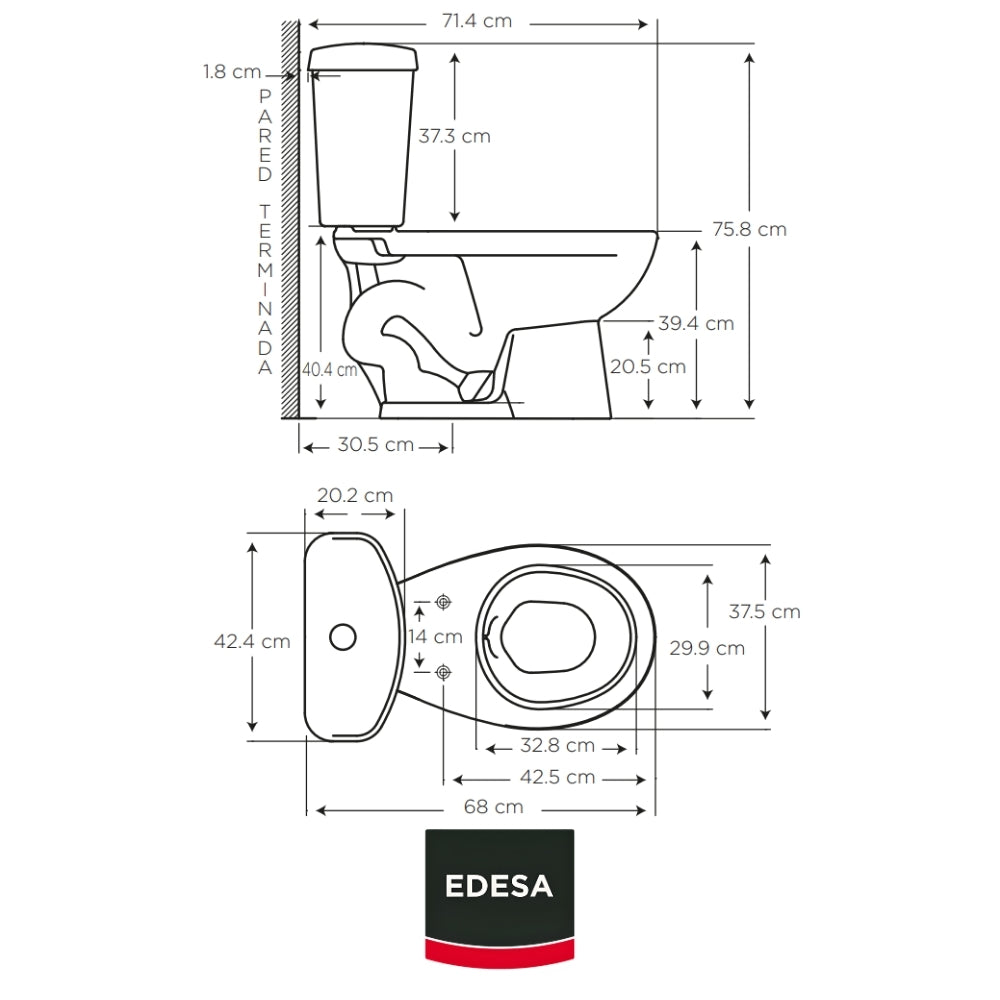 INODORO DOS PIEZAS REDONDO COLOR CHERRY EVOLUTION EDESA