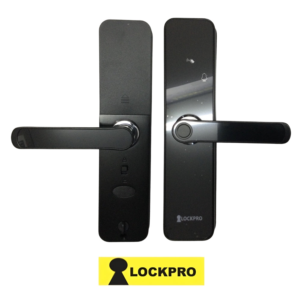CERRADURA INTELIGENTE BIOMETRICA NEGRA DIGITAL 5 METODOS DE APERTURA HR-06 LOCKPRO