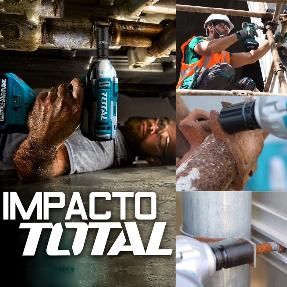 LLAVE IMPACTO INALÁMBRICA TOTAL DADO CUADRADO 1/2 PULGADAS TORQUE 300 Nm 20V NO INCLUYE BATERIA TOTAL TIWLI20010