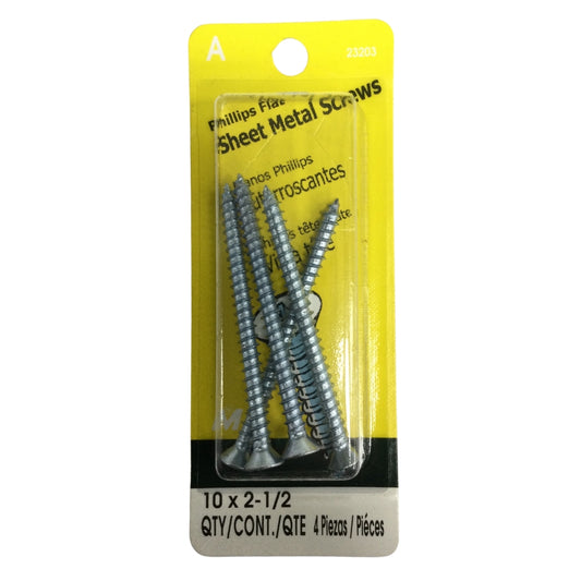 TORNILLO PARA LAMINA ZINCADO CAB PLANA PHILLIPS #10 x 2-1/2 PULGADAS