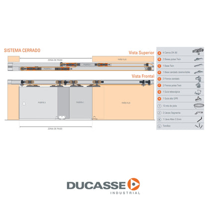 SISTEMA CORREDIZO TWIN TELESCÓPICO 3M DUCASSE