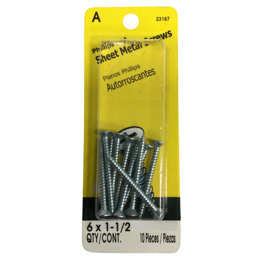 TORNILLO PARA LAMINA ZINCADO CAB PLANA PHILLIPS #6 x 1-1/2 PULGADAS